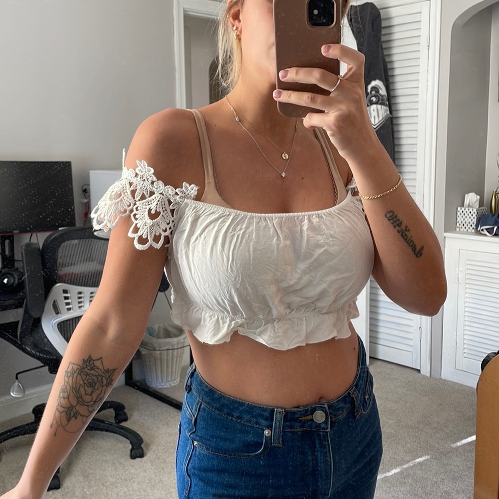 White Cropped Shirt